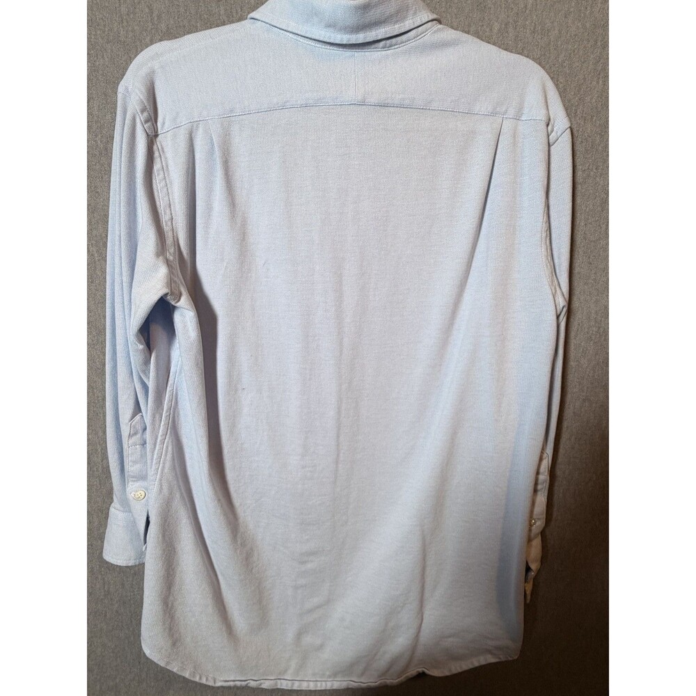 Polo Ralph Lauren Men's M Medium Blue Knit Long Sleeve Casual Button Down Shirt - Picture 5 of 5